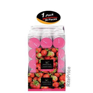 30 Pcs (1 Pack) Strawberry Tealight Candles, Aromatherapy 2.5 hrs Burn Freshener